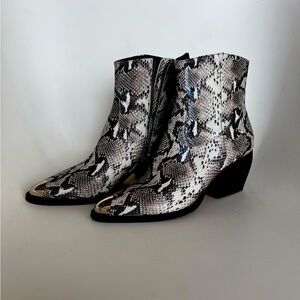 Tony Bianco Presley Natural Snake Ankle Boots - Size 8 1/2